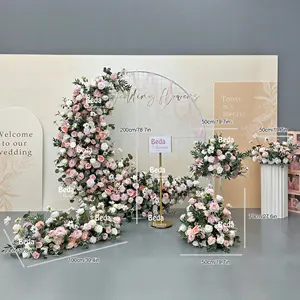 Luxury Customized Wholesale Party Events Wedding Supplies Decoration Arch Stage Floral Frame Wedding Backdrop Moon Gate Flower