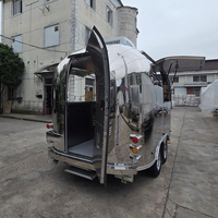Remorque de restauration mobile en acier inoxydable pour pizzas, hamburgers et café