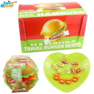 Fast Food Hamburger Shaped Soft Candy In Hamburger Lunch Box Gummy Candy Toy