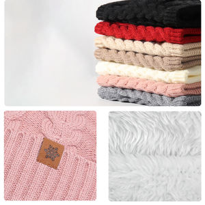 <span class=keywords><strong>Bonnet</strong></span> tricoté de couleur unie personnalisé avec gants et écharpe <span class=keywords><strong>Ensemble</strong></span> d'extérieur trois pièces pour femmes résistant au froid et chaud pour l'hiver - Product Image 6