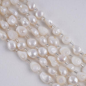 Zhuji Natural 18cm Freshwater Pearl <b>String</b> 10-11m White Adhesive Shell Straight Hole Baroque Bead for DIY Jewelry <b>Bracelet</b> - Product Image 1