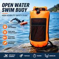 Bouée de sécurité gonflable haute visibilité personnalisée avec logo, sac étanche avec poche avant en filet pour sports nautiques en eau libre