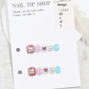 Lindas Uñas Postizas Infantiles con Diseño de Oso de la Suerte, Juego de Uñas Postizas Hechas a Mano, Pre-fabricadas, de Plástico ABS <span class=keywords><strong>3D</strong></span>, 30 Piezas - Product Image 2