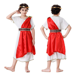 Conjunto de disfraz romano antiguo Yi Xiaoyi para adultos y niños, traje familiar blanco con túnica roja - Product Image 4