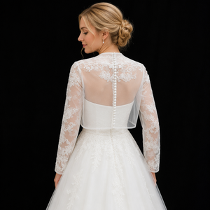 Châle de <span class=keywords><strong>mariage</strong></span> D1315B sexy à épaules dénudées, à manches longues, en dentelle brodée, pour <span class=keywords><strong>femme</strong></span>, châle de robe de mariée - Product Image 2