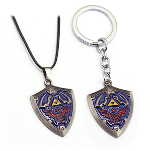 Collier pendentif médaillon bouclier Hylian Zelda bicolore en alliage, porte-clés décoratif - Product Image 1