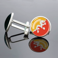 Boutons de manchette en métal avec drapeau du Pakistan imprimé sur verre bombé, bijou ornemental, cadeau