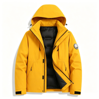 Veste d'extérieur à capuche et col roulé, écologique, coupe-vent, imperméable, chaude, pour hommes et femmes, logo personnalisé, automne-hiver, camping