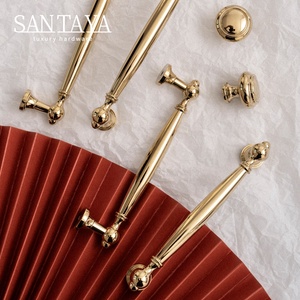 Kenop Lemari Dapur Santaya Brass Furniture Handles PVD <span class=keywords><strong>Gold</strong></span>, Gagang Lemari Tembaga Padat Mewah, Kenop Laci Lemari Pakaian - Product Image 2