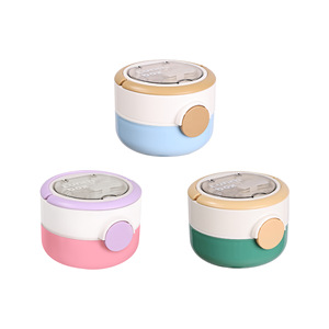 Boîte à lunch minimaliste double couche en acier inoxydable ronde avec compartiment à sauce pour étudiants et employés de bureau avec poignée pour couverts - Product Image 5