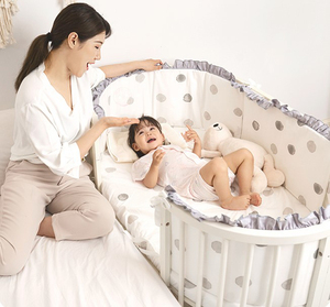 Đa-Chức Năng Chuyển Đổi Hình Bầu Dục Bé Giường Cũi Bộ Đồ Giường Thiết Kế Hiện Đại Rắn Gỗ Vườn Ươm Vòng Giường Cho Trẻ Em Phòng Ngủ Phòng Khách - Product Image 4