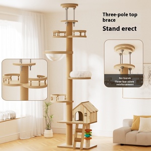 Großhandel Hochleistungs-mehrstufiger Kratz baum mit Sisal-Kratz bäumen Holz stangen auf Boden und Decke für große Katzen - Product Image 4