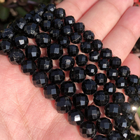 Vente en gros 7.5 ''perles de pierres précieuses tourmaline noire à facettes naturelles 6/8/mm pour la fabrication de bracelets et de colliers