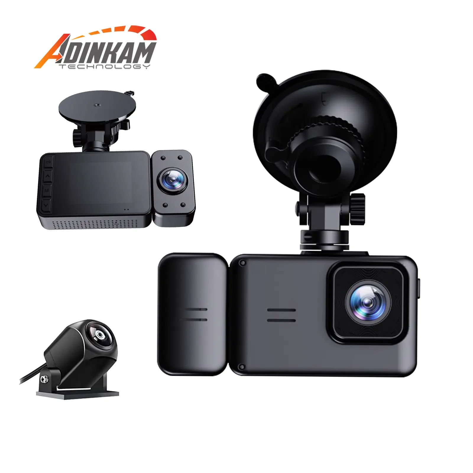 Modèle privé plus récent 2 pouces Dash Cam avec WIFI 3 caméras 1080P lumière infrarouge voiture DVR Portable Dashcam prise en charge WDR Vision nocturne