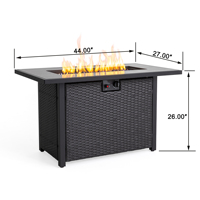 Table de foyer extérieur en acier Corten de 44 pouces, au propane, avec pare-vent en verre, chauffage de terrasse 50000 BTU, écologique, livraison gratuite aux États-Unis