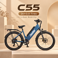 Vélo électrique Chamrider 80 Nm à couple élevé, 48 V 55 Ah, pneus larges 26x3.0, frein à disque hydraulique 203 mm, cadre bas, livraison Ebike C 55