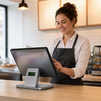 Système de point de vente tactile Windows 15,6 pouces, caisse enregistreuse ultra-fine pliable tout-en-un, écran client LED N97 8 Go 256 Go Argent