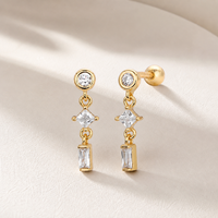 Boucles d'oreilles pendantes Muweike en argent sterling 925 vermeil avec zircon, motif étoile, élégantes pour femme, bijoux raffinés