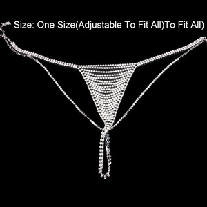 Sexy Simple Rhinestone Silver Chain Thong Jewelry Crystal Bikini <strong>Underwear</strong> <strong>Waist</strong> Chain for Nightclub Party Pearl Diamond Tassel - Product Image 6