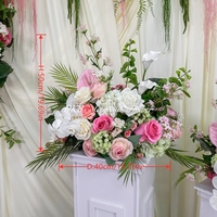 DKB Flower Crafts Boule de fleurs artificielles tendance de 40 cm, style jardin, décoration de table ronde pour mariage, centre de table en fleurs artificielles