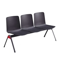 Chaise d'attente en rangée avec dossier en plastique/PU et pieds en métal, design moderne et nouveau