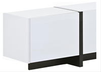 Meuble TV blanc et noir au design rectangle contemporain Console centrale de divertissement unique pour téléviseurs jusqu'à 80''