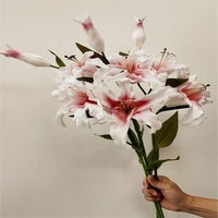 Hochwertige 3-Köpfige Lilien-Blumen Realistische Künstliche PU Weiße Rosa Lilien für Hochzeit Heim Tischdekoration