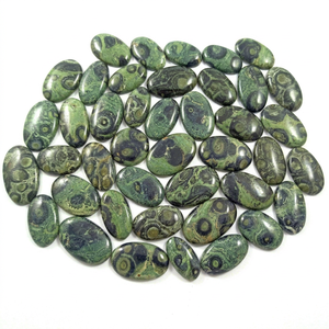 Natural Kambaba Jasper Green & Black Flatback Cabochon Polished Handmade Loose <b>Crystal</b> Gemstone for Jewelry Making by Radha Arts - Product Image 1