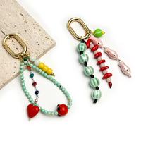 Breloque de sac en céramique en forme de poisson mignon, faite à la main, colorée, pendentif décoratif, porte-clés pour sacs à main féminins