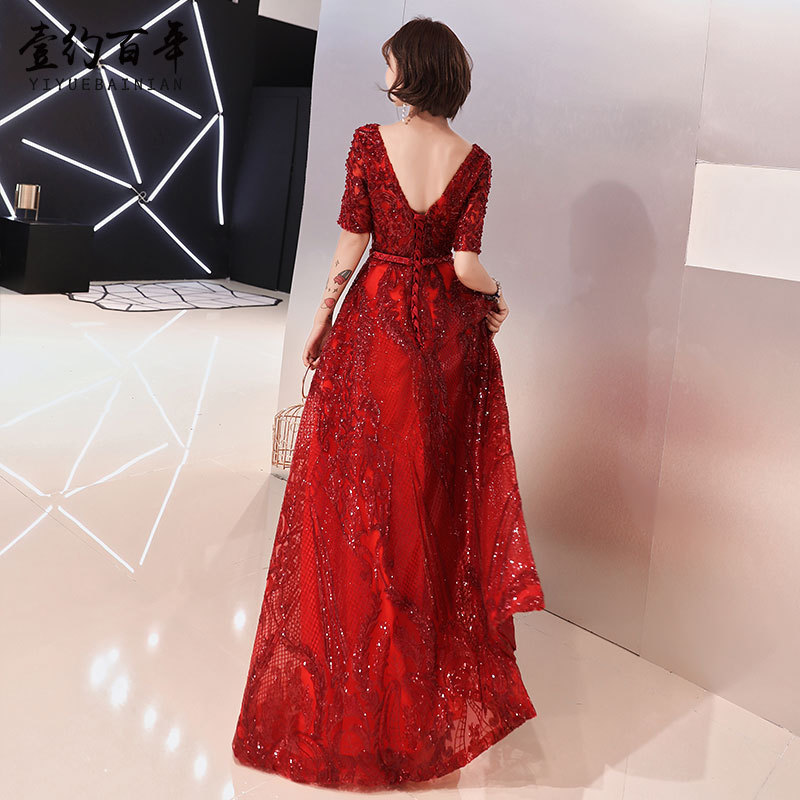 fitted lace wedding dress Portia and Scarlett PS21034 Black Sequin Long Sleeve Evening Dress