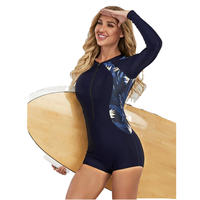 Vêtements de sport une pièce pour femme personnalisable manches longues Rash Guard maillot de bain solide motif imprimé avant Spandex/Nylon grande taille