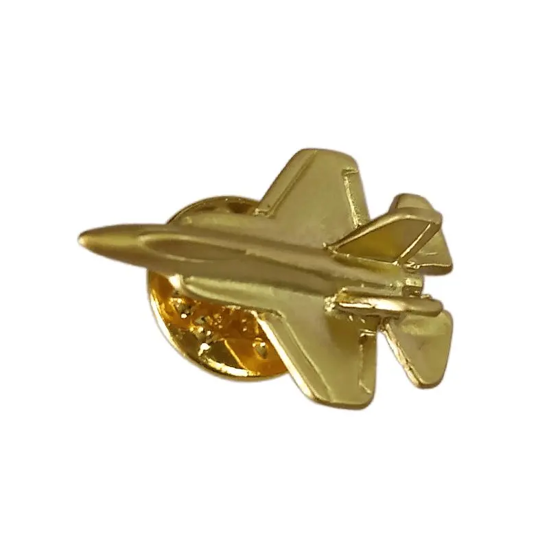 Pin de solapa de avión dorado 3D, insignia de Metal, personalizado, promocional