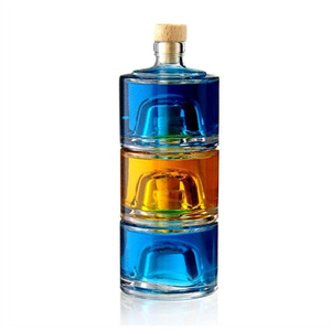Botellas Apilables de Vidrio Reciclado de 250 ml, Botella de Whisky de Vidrio Apilable <span class=keywords><strong>con</strong></span> Tapa de Corcho de Madera Real para Licores y Ginebra - Product Image 6