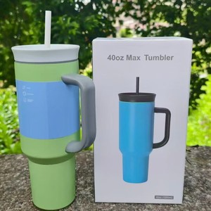 Vaso Térmico Personalizado de Acero Inoxidable de 40oz con Asa y Pajita, <span class=keywords><strong>Taza</strong></span> de Café Popular para Viaje, Reutilizable y Aislada - Product Image 2