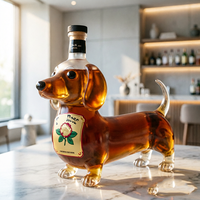 Bouteille à whisky en verre borosilicate de haute qualité, design Teckel, pot à vin mousseux scellé en verre – Idéal pour les cadeaux d'affaires et les foyers