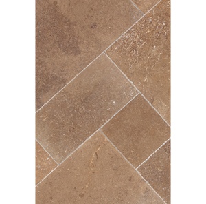 Noche Travertine French Pattern 3cm Paver Tumbled Honed Chiseled Bullnosed Eased Edge <b>For</b> <b>Garden</b> Villa <b>Pool</b> - Product Image 2