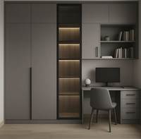 Balom Meuble de Maison à Rangement Optimisé, Armoire Moderne et Minimaliste à Portes Coulissantes avec Cabinets Supérieurs, Fonction Pliante Convertible pour