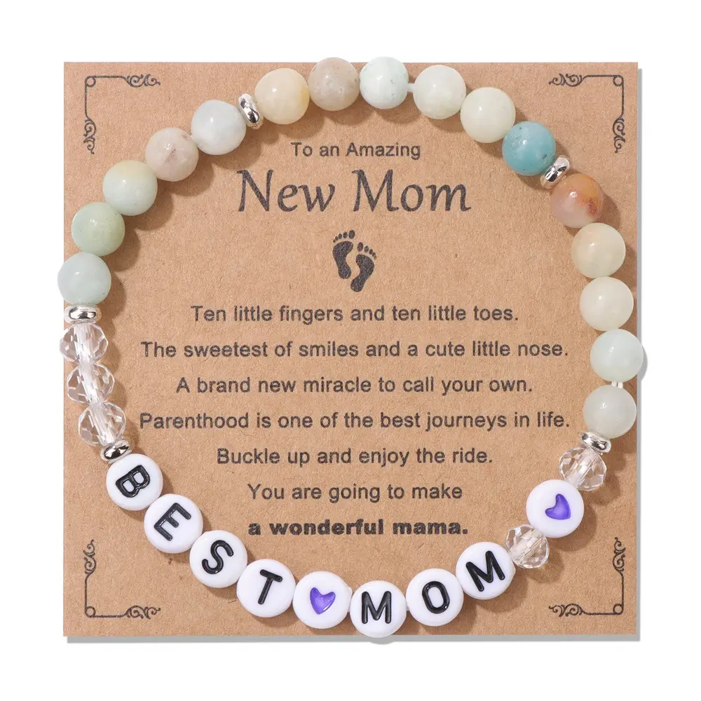 Moeder Dag Cadeau Voor Mama Tante Oma Brief Custom Natuursteen Kralen Armband Voor Vrouwen