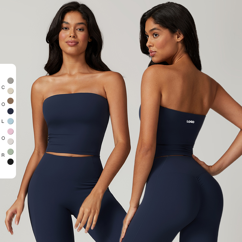 Custom Logo Women's Strapless Sexy Back Breathable Quick Drying Fitness Yoga Tank Top Comfortable Shock-proof