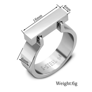 Anillo Rectangular de Acero Inoxidable de 4 mm, Diseño Geométrico Simple, Joyería para Mujer, Regalo, Estilo Europeo Americano - Product Image 5