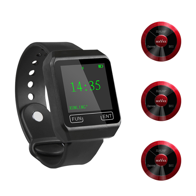 Wireless Pager Office Call System Tea House Restaurant Hotel Watch-style Ringing Receiver System