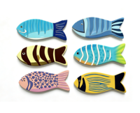 Sous-plat en céramique imprimé en forme de poisson personnalisé, motif floral océanique et mandala, résistant à la chaleur pour cuisine et table