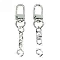 Mousqueton à ressort en métal argenté en forme de D, connecteur de porte-clés, rallonge de chaîne, anneau de jonction, fermoir à vis, fermoir mousqueton, porte-clés