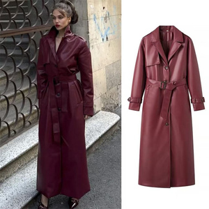 Trench-coat pour femme veste à revers long automne hiver nouveau style vêtements d'extérieur longs avec <span class=keywords><strong>ceinture</strong></span> - Product Image 2