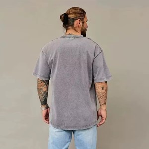 T-shirt Oversize da <span class=keywords><strong>Uomo</strong></span> in Cotone Pesante 100% Stile Retrò OEM, Stampa DTF DTG, Logo, Effetto Stone Washed Vintage, Personalizzabile - Product Image 6