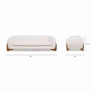 Ensemble de canapés modernes scandinaves nordiques en tissu bouclé sherpa blanc, meubles de salon - Product Image 4