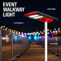 Lampu Taman Tenaga Surya Terintegrasi 300W Cangkang Merah Hitam Kustom dengan Berbagai Mode Kontrol untuk Kebun, Halaman, Area Penanaman, dan Jalan
