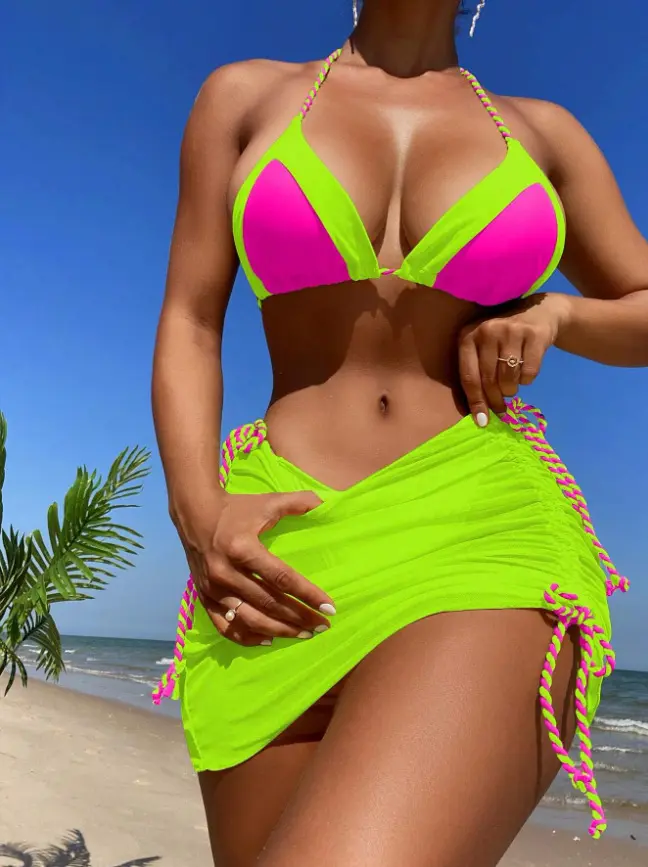 Bikini 3 potong wanita seksi Bikini Thong String G ukuran besar pakaian renang seksi Bikini Mini mikro gadis pantai pakaian renang seksi sisi dasi