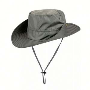 Safari al aire libre Boonie Hat Unisex Verano Protección UV Pesca Viajes Ciclismo con cordón - Product Image 5