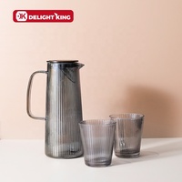Carafe à eau en verre résistant à la chaleur et au froid avec couvercle, ensemble de carafe à eau en verre avec tasses, pichet d'eau en verre de couleur